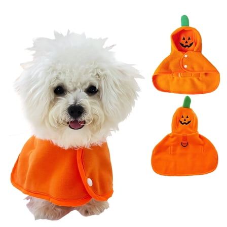 GASTROPOD Dog Halloween Costumes,Cute Cat Halloween Costumes,Polyester Pumpkin Cape Small Dog Halloween Costumes,tangerine,S