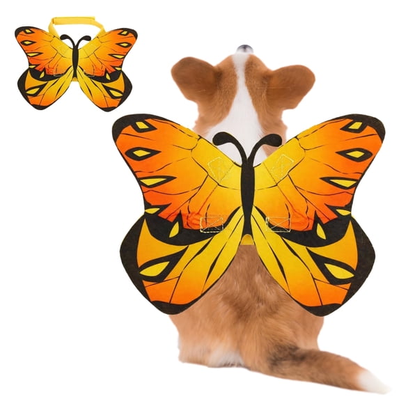 ACDANC Cute Girl Small Dog Halloween Costume - Felt Butterfly Wings,Yellow M