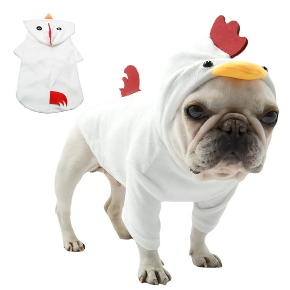 GASTROPOD Dog Halloween Costumes,Cute Halloween Costumes for Dogs,Polar Fleece White Chicken Transformation Costume Small Dog Halloween Costumes,S