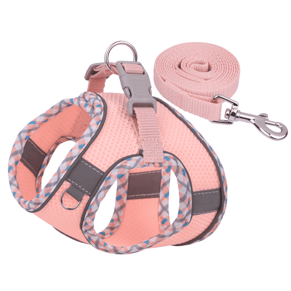 GASTROPOD Dog Harness Breathable Chest Strap Dog Harness Medium Sized Dog Reflective Design Strong Alloy Hook Anti Pull Dog Harness for Large Dogs 42-49x33-39cm,Pink