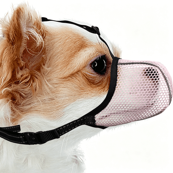 GASTROPOD Dog Muzzle,Breathable Soft for Extra Small Dogs to Anti&Prevent Barking Biting Chewing,Reflective&Adjustable Basket Muzzle with Air Mesh for Dachshund Pink Xs