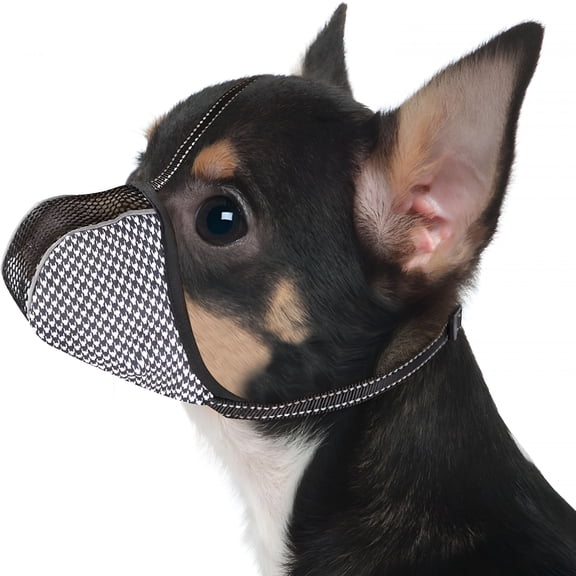 GASTROPOD Dog Muzzle for Extra Small Dogs Soft Air Mesh Muzzles Anti & Prevent Biting Chewing Barking Reflective Adjustable Full Coverage Dog Mouth Guard Cover for Grooming Scavenging Black XS