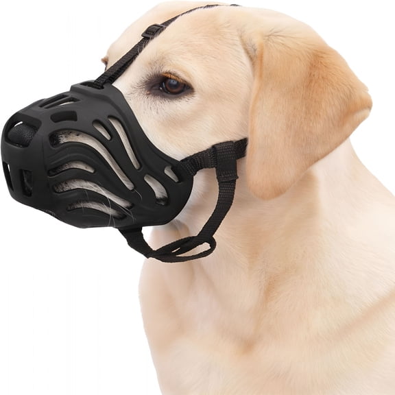 GASTROPOD Dog Muzzle for Large Dogs, Silicone Basket Dog Muzzle for Large and Medium Dogs Breed Can Prevent Eating Chewing and Barking for Grooming Trimming Training(Black, L)