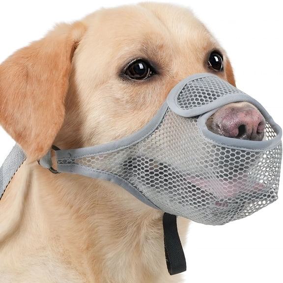 GASTROPOD Dog Muzzle for Large Medium Small Dogs,Mesh Muzzle for Dog to Prevent Biting Chewing Licking Eating,Soft Dog Muzzle with Front Opening Design for Drinking Panting(Black,L)