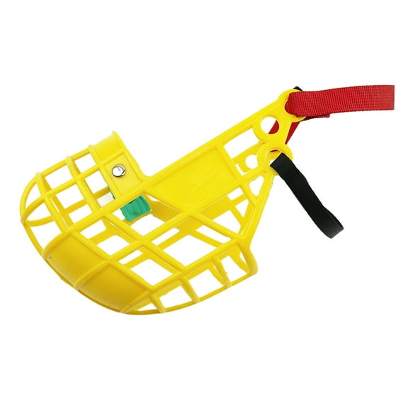 GASTROPOD Dog Muzzle,Plastic Non-Escape Dog Muzzle for Small Dogs,Adjustable Buckle Hard Dog Muzzle for Large Dogs,Yellow,L