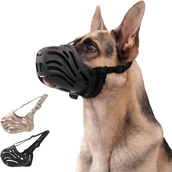 GASTROPOD Dog Muzzle, Silicone Dog Muzzle, Durable, Breathable, Anti Bite, Anti Barking, Allow for Drinking Water, Adjustable Strap, Suitable for Small to Large Dogs (Black, L)