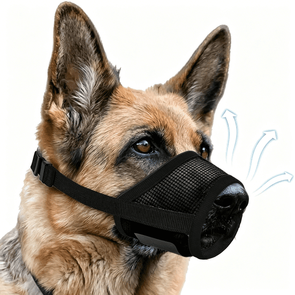 GASTROPOD Dog Muzzle, Soft Air Mesh Muzzles for Extra Large Dogs, Breathable Dog Mussels for Scavenging Biting Licking & Barking, Adjustable Mouth Guard for Grooming, Allows Panting and Drinking