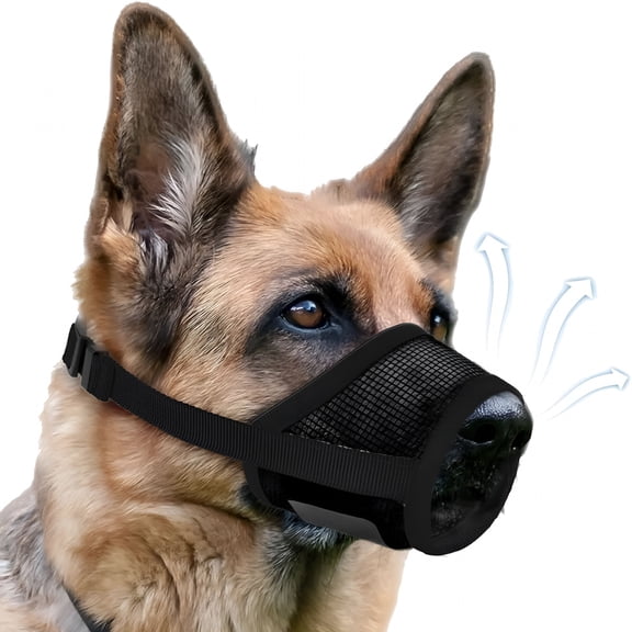 GASTROPOD Dog Muzzle, Soft Air Mesh Muzzles for Medium Sized Dogs, Breathable Dog Muzzles for Scavenging Biting Licking & Barking, Adjustable Mouth Guard for Grooming, Allows Panting and Drinking