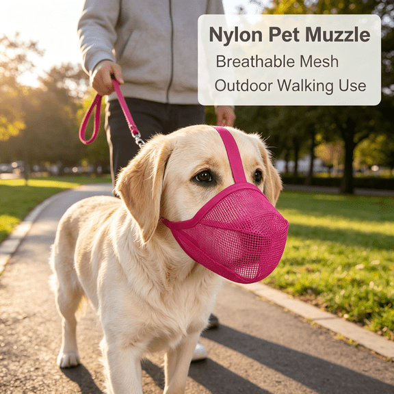 GASTROPOD Dog Muzzle,Soft Mesh Covered Muzzles for Small,Medium,Large and X-Large Dogs,Muzzle with Adjustable Straps,Prevent Barking,Biting,And Accidental Ingestion (Small,Pink)