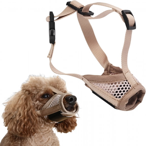 GASTROPOD Dog Muzzles for Large Dogs - Air Mesh Muzzle for Large Sized Dog, Adjustable No Bark Dogs Muzzles for Scavenging Licking And Chewing, Prevent Biting, Khaki Xl