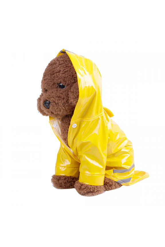 Dog Raincoat Hooded Raincoat for Puppies, Waterproof Dog Rain Jacket with Reflective Strap for Small Medium Dogs - Yellow - M - 8.6X14.9X11.4 Inch