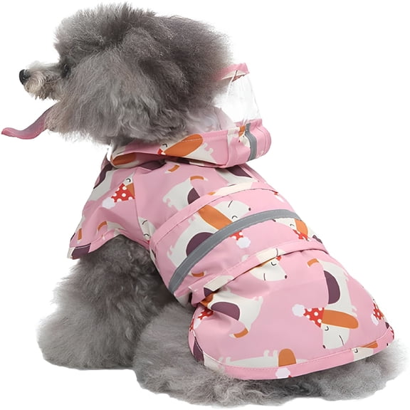 GASTROPOD Dog Raincoat Hooded, Reflective Slicker Poncho Adjustable Waterproof Lightweight Rain Jacket for Dogs (XS)
