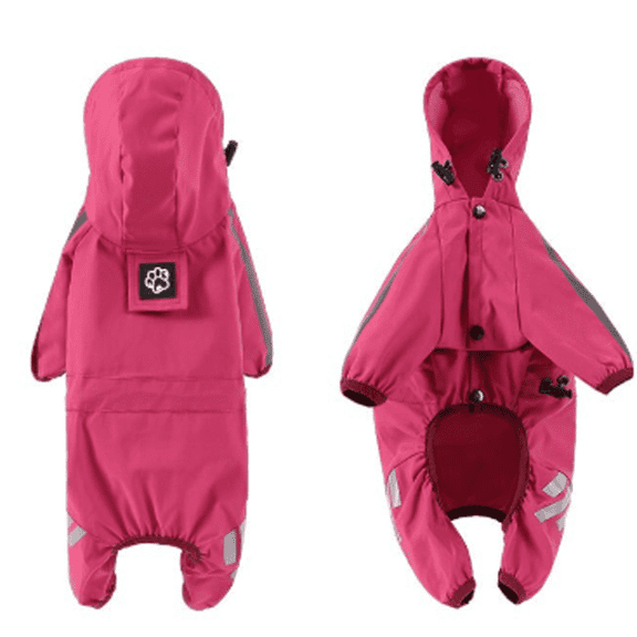 GASTROPOD Dog Raincoat,Reflective Safety Strips Dog Rain Jacket,Waterproof Lightweight Design Pet Raincoat,M,Pink