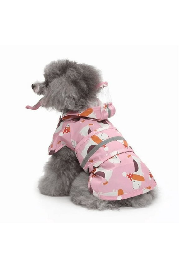 Dog Raincoat for Small&Medium Dogs Small Dog Raincoat Waterproof Hooded Jacket with Leash Hole&Reflective Design,For Walks&Hikes