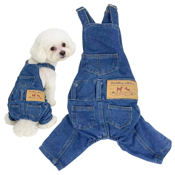 GASTROPOD Dog Shirt Clothes Denim Overalls,Stretch Denim Dog Clothes for Small Dogs,Adjustable Shoulder Dog Onesie,Dog Clothes for Pet Apparel,Blue,S
