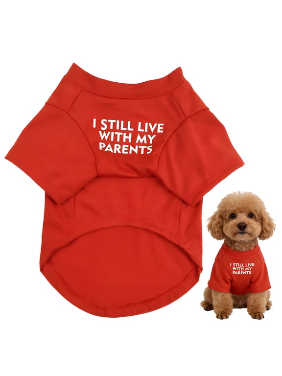 Dog Shirt,Cotton Crew Neck Dog Clothes for Small Dogs,Puppy Clothes,Dog T-Shirt for Poodle Bichon Pug Shar Pei Bulldog,Red,M