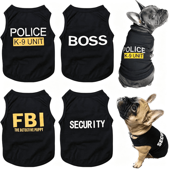 GASTROPOD Dog Shirts 4 Pack Cat Apparel Costumes for CosplayBreathable Pet T-ShirtsSummer Clothes K9 Security Boss Fbi Vest for Dogs Puppy Boy Girl Dog Shirt (Small)