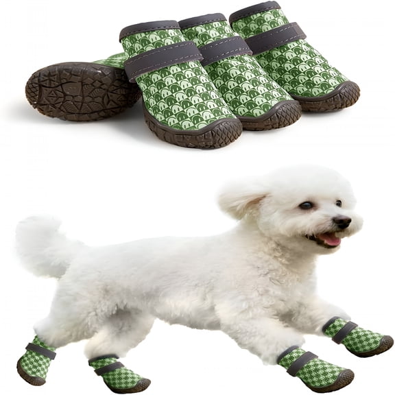 GASTROPOD Dog Shoes Breathable Non-Slip Outdoor Booties for Small Medium Dogs,Paw Protector for Hot Pavement Hardwood Floors (Green,Medium)