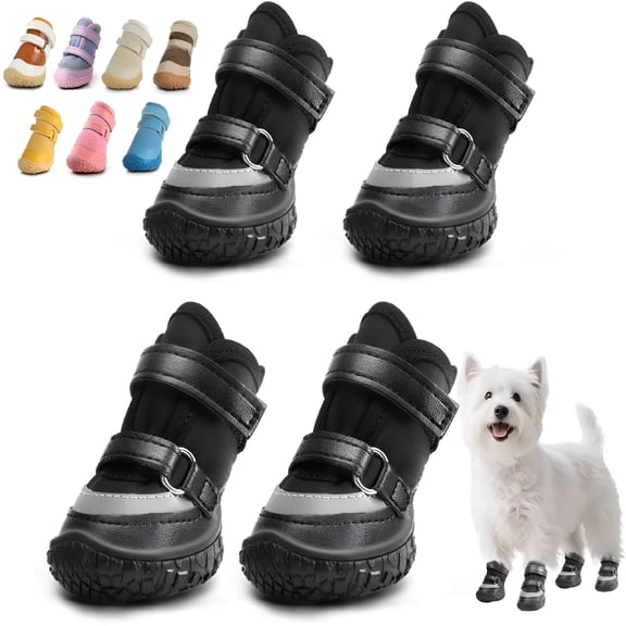 GASTROPOD Dog Shoes for Small Dogs,Breathable Dog Boots Paw Protector for Hot Pavement Winter Snow,Dog Booties with Reflective Strips Rugged Anti-Slip Sole for Hardwood Floors Walking Black Size 1
