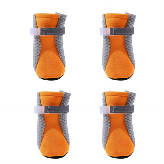 GASTROPOD Dog Shoes Soft Fabric Cool and Comfortable Dog Boots & Paw Protectors Non-Slip Sole Dog Socks 4.5x3.6cm,Orange
