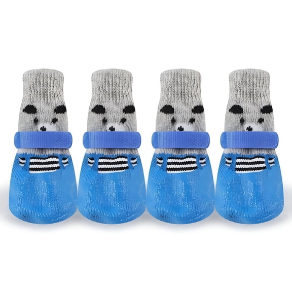 GASTROPOD Dog Shoes for Winter, Dog Boots & Paw Protectors, Fleece Warm Snow Booties for Puppy with Reflective Strip Anti-Slip Rubber Sole for Small Medium Size Dogs, Blue, S