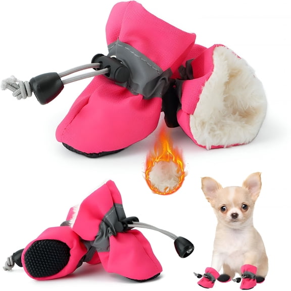 GASTROPOD Dog Shoes for Winter Dogs Boots&Paw Protector Warm Snow Booties Small Medium Dogs Puppies with Reflective Strip Anti-Slip Rubber Sole,Pack of 4,Size3