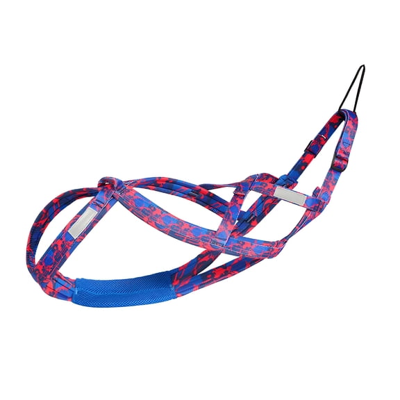GASTROPOD Dog Sledding Harness Weight Pulling Harness for Medium Large Dogs, Reflective Mushing Harness for Husky Running Skiing, Durable Nylon Sport Workout Harness, Rose Red Size M