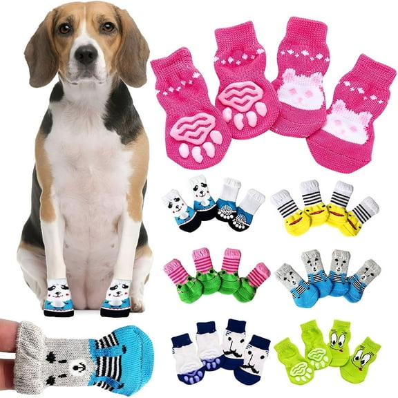 GASTROPOD Dog Socks For Small Medium Dogs Non Slip Anti Slip Pet Puppy Doggie Grip Socks Protectors Indoor Traction Control Socks For Hardwood Floor 8 Styles