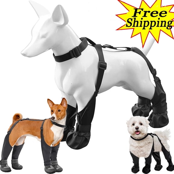 GASTROPOD Dog Suspender Booties, Dog Booties for Winter, Dog Shoes Waterproof, Adjustable Suspender Boots for Dogs Winter Snow Rain Hiking Paw Protector, Dog Boots for Large Dogs Dog Shoes Large