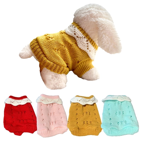 GASTROPOD Dog Sweater,Cute Knitwear Cat Sweater,Fresh Contrast Small Dog Clothes,Yellow