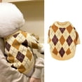 thumbnail image 1 of GASTROPOD Dog Sweater,Diamond Brown Knit Dog Costume,Gentle Yarn Dog Clothes Medium Sized Dog,Style3, 1 of 7