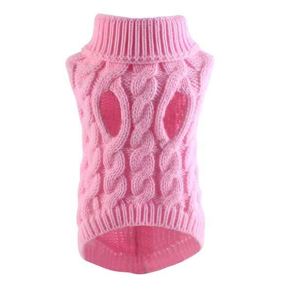GASTROPOD Dog Sweater for Small Dogs, Light Pink Cable Knit Puppy Clothes, Soft Breathable Pet Pullover, Warm Winter Apparel for Indoor Play and Daily Wear, Size S