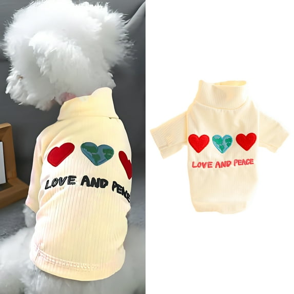 GASTROPOD Dog Sweater,White Turtleneck Knit Boy Dog Clothes,Heart Pattern Fashion Pet Wear Dog Clothes for Small Dogs,Style3