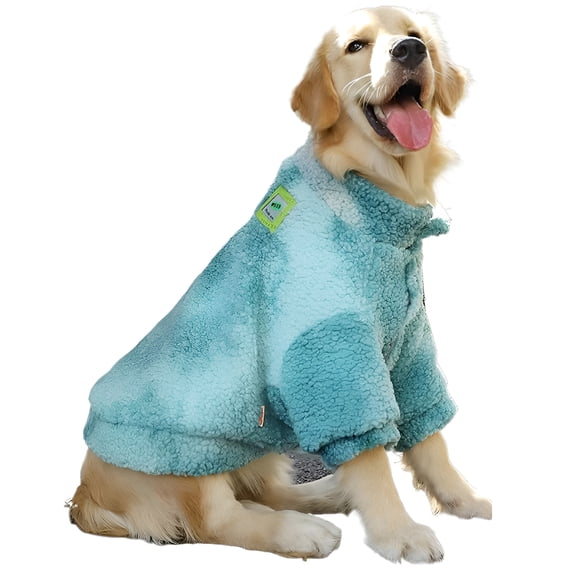 GASTROPOD Dog Winter Fleece Pullover Coat with Leash Hook Warm Thicken Cold Weather Jacket Dog Sweaters for Large Dogs Labrador Samoyed (Green,6Xl)