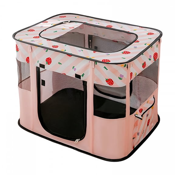 GASTROPOD Door Folding Pet Crate Cage Cat Carrier Dog Cat Kennel,Pink