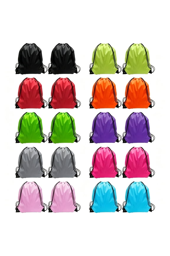 Drawstring Backpack Cinch Bag Drawstring Bags Draw String Sport Nylon Bag 10 Color Draw String Back Bag (10 Color,20 Pcs)