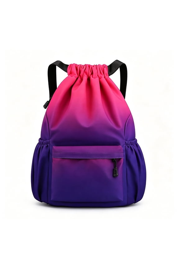 Drawstring Backpack for Men Women Sports Gym Bag Gradient Large Capacity Waterproof String Beach Backpack for Football Basketball(Red)