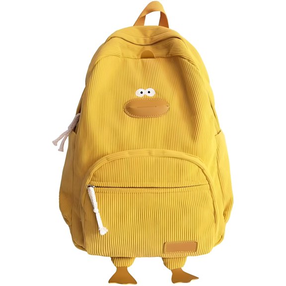 GASTROPOD Duck Backpack Funny Animal Corduroy Backpack Laptop Backpack Preppy Stuff (Yellow)