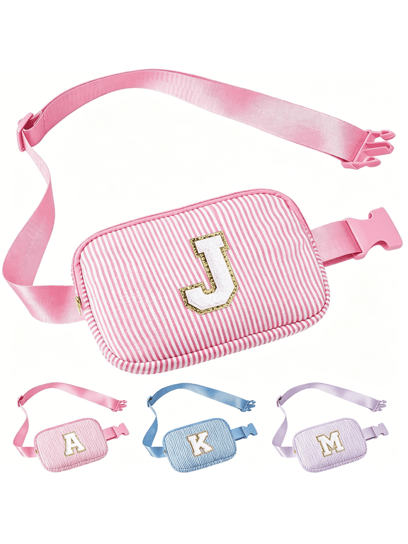 Easter Gifts for Kids Girls Initial Crossbody Bag Belt Bags | Fanny Pack Gifts for Girls | Personalized Gift for Women | Belt Bag Fanny Pack | Pink Fanny Pack J