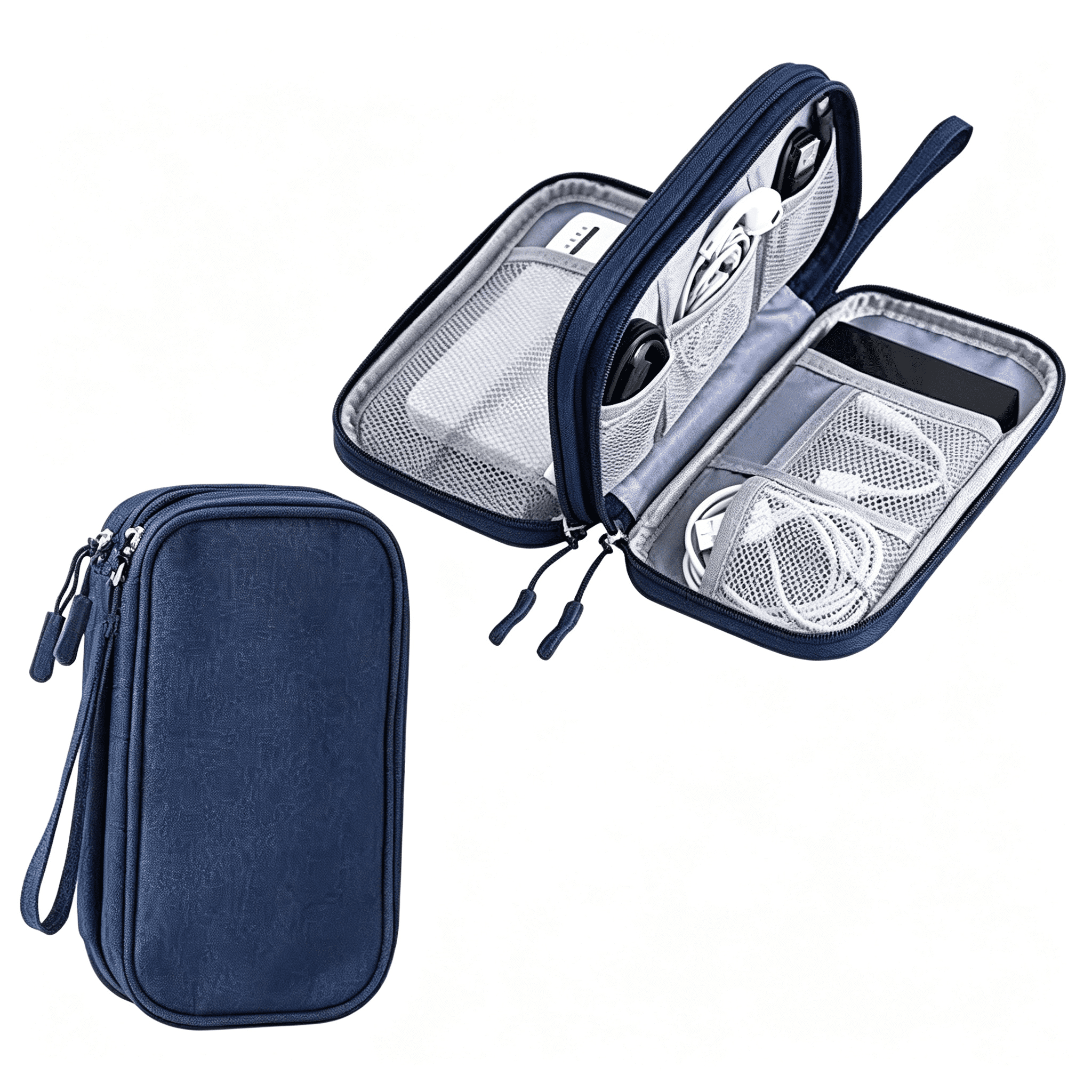 GASTROPOD Electronic Organizer,Hard Shell Electronic Charger Cable Organizer Travel Case,Waterproof Double Layers Storage Bag for Cable,Cord,Charger,Phone,Earphone (Blue)