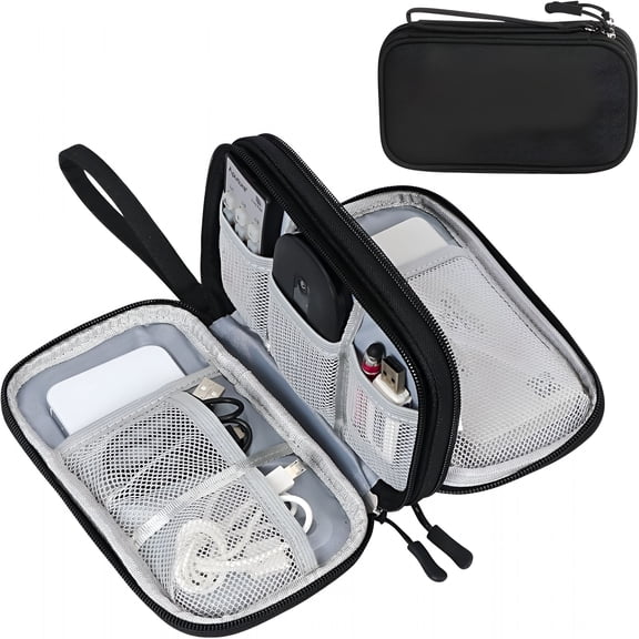 GASTROPOD Electronic Organizer,Travel Cable Organizer Bag Pouch Electronic Accessories Carry Case Portable Waterproof Double Layers Storage Bag for Cable,Cord,Charger,Phone,Earphone,Medium,Black