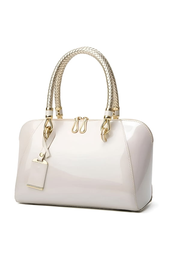 Elegant Crossbody Shoulder Bags Tote Women Patent Leather Top Handle Handbag Lady Purse White Purses for Women