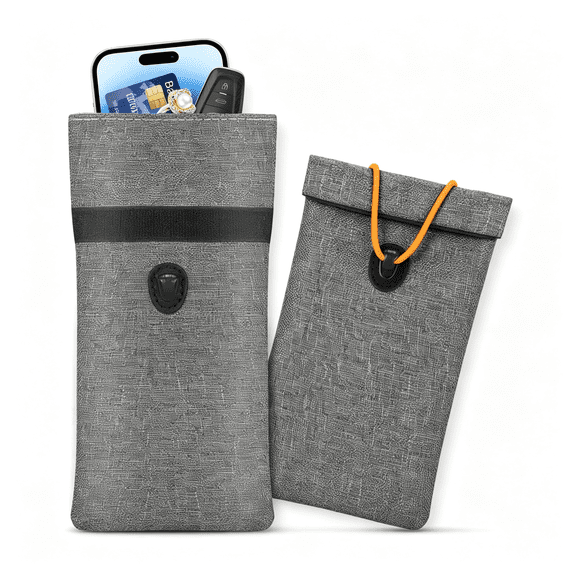 GASTROPOD Faraday Bags for Phones 2 Pack Go Dark Bags for Cell Phones, Signal Blocking Pouch, Rfid Blocking Case for Privacy Protection (Gray)