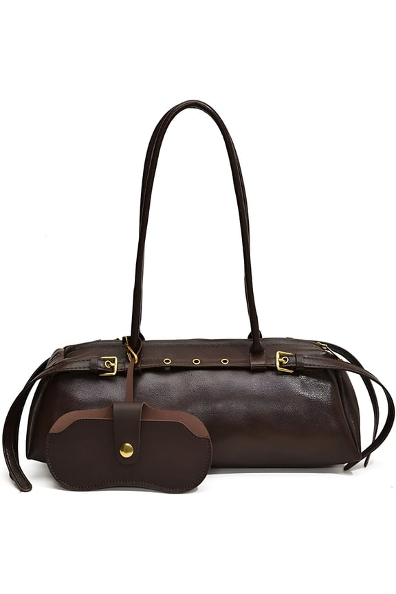 Fashion Shoulder Bags for Women PU Leather Tote Bag Retro Top Handle Handbag Bowling Bag Purse Underarm Bag