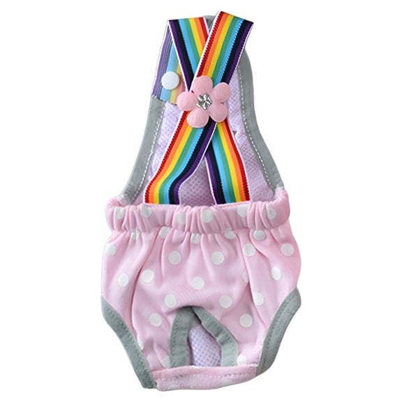 GASTROPOD Female Dog Diapers Reusable Washable Pet Sanitary Pants Elastic Suspender with Adjustable Button and Polka Dots Print for Small and Medium Girl Doggy M Size Pink