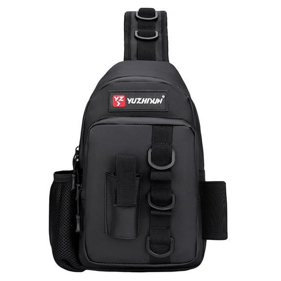 GASTROPOD Fishing Bag with Rod Holder Waterproof Nylon Fishing Accessories Sling Bag Lightweight Outdoor Hiking Hunting Fishing Gear Single Shoulder Storage Pouch