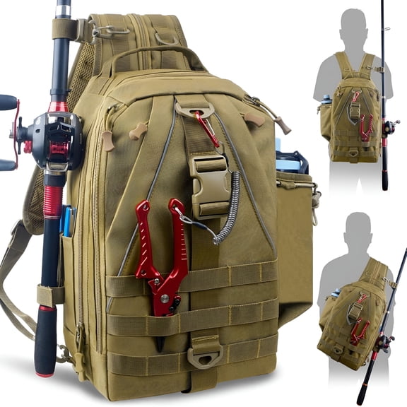 GASTROPOD Fishing Tackle Backpack Storage Bag, Fishing Bag with Rod Holder Lightweight Waterproof Fishing Backpack Fishing Shoulder Gear Bag Fishing Gift for Men Women Hiking Hunting Fishing Large
