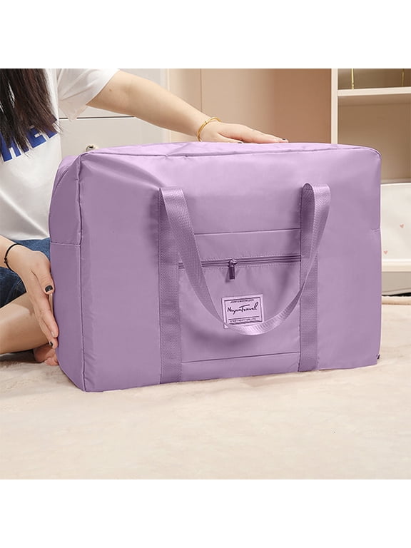 Foldable Travel Duffel Bag with Laptop Compartment,Tsa-Friendly Carry on Luggage Expandable Weekender Bag for Men Women (Purple Gray Pink Blue Black)