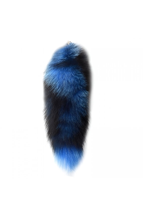 Fox Tail Faux Fur Tail 15.8'' Fox Tail, Soft Faux Animal Tail Keychain Fluffy Therian Tail Pendant Long Fox Tail Keychain Charms Holder for Handbag Backpack Furry Tail Blue