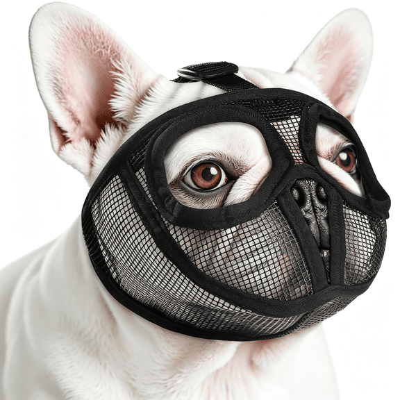 GASTROPOD French Bulldog Muzzle with Open Eye Hole,Breathable Short Snout Dog Muzzle for English Bulldog,Pug,Pekingese to Prevent Biting Breathable Dog Muzzles to Prevent Biting (S,Black)
